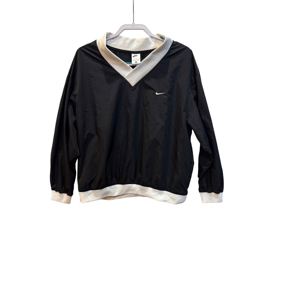 Nike Sportswear Pullover V Neck‎ Black Cream Trim Athletic Top Sz L